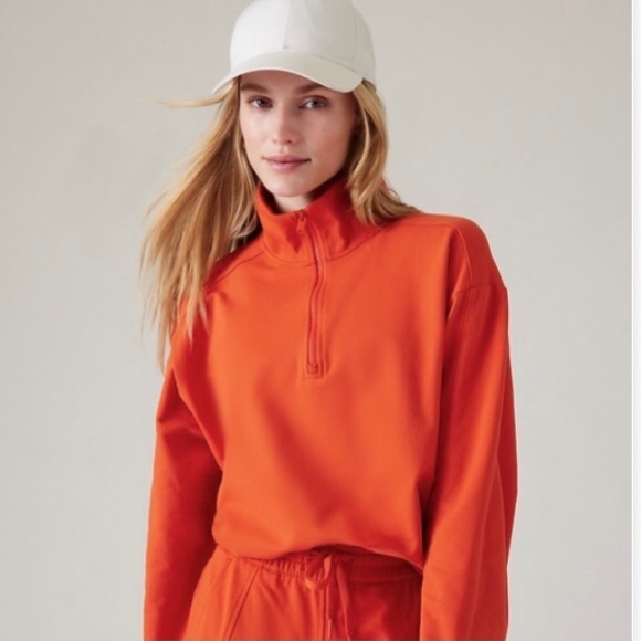 Athleta Tops - Athleta Lg Retroterry 1/4 Zip Sweatshirt Women’s Pumpkin Orange Athletic Boxy